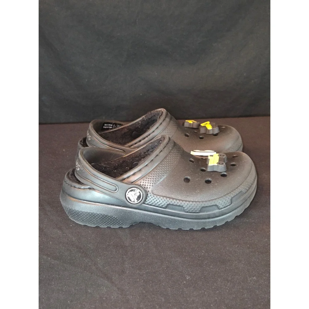 Kids Crocs Classic fur Lined Clog Black Fuzz‎ Toddler Boy Construction Size 10